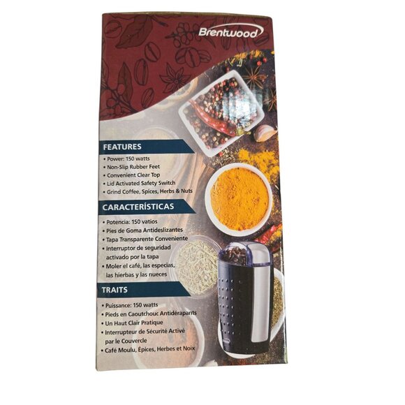 Brentwood Coffee & Spice Grinder 4oz BPA-Free Stainless Steel Blades One-Touch - Picture 3 of 3